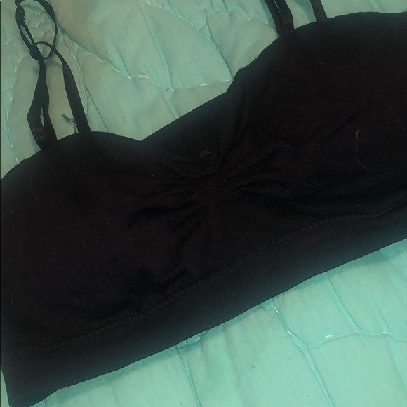 Black wireless padded size L/XL bandeau has straps - Picture 2 of 8